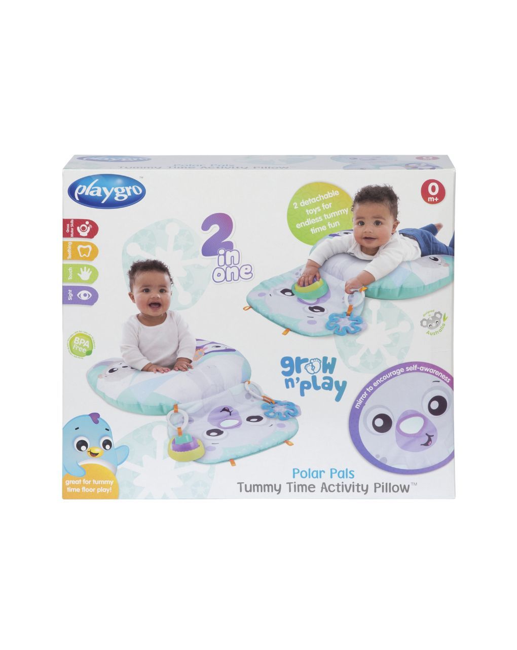 Playgro μαξιλάρι δραστηριοτήτων polar pals tummy time activity pillow 0m+ - Playgro
