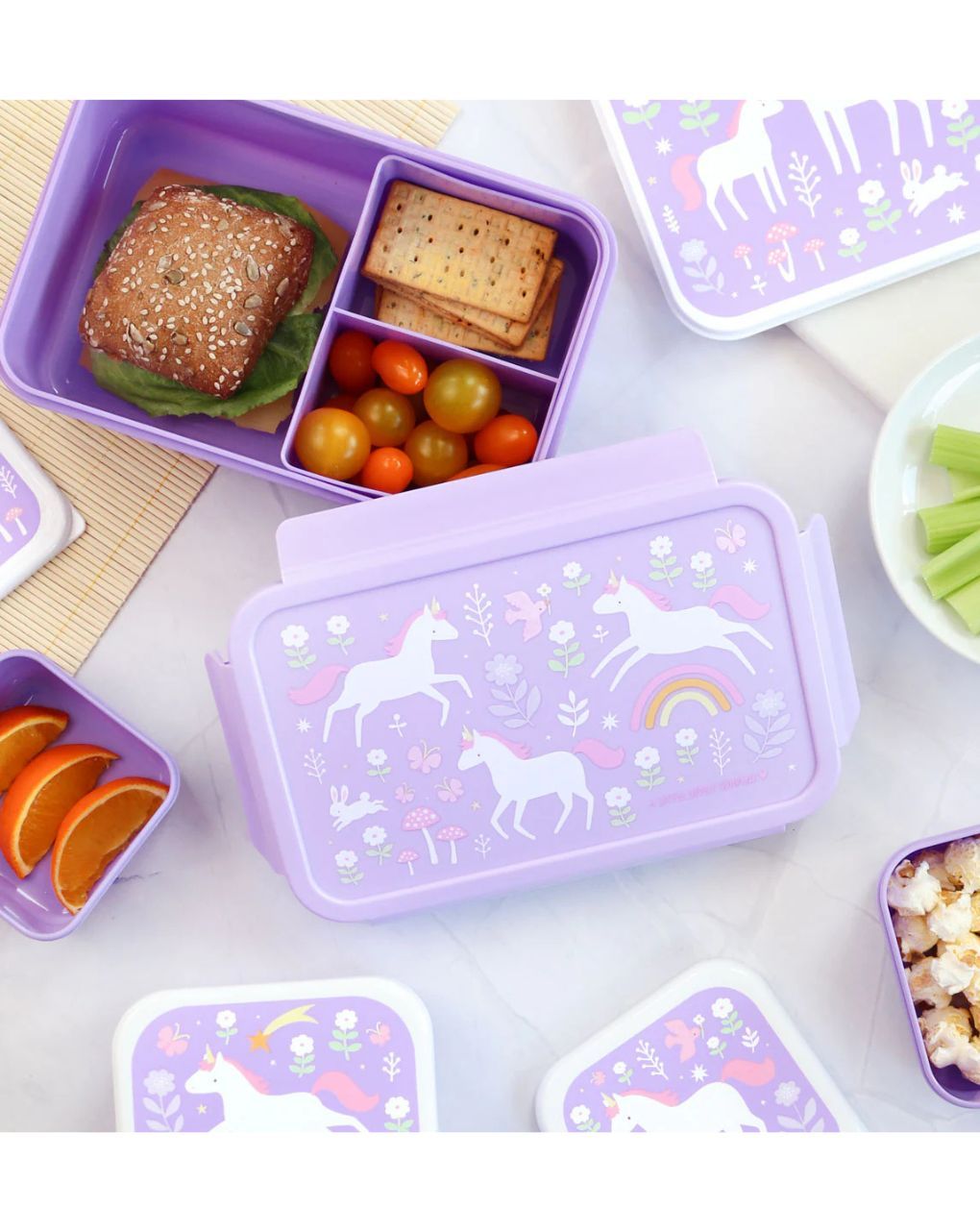 A little lovely company δοχείο φαγητού bento με χωρίσματα 1200ml unicorn dreams bbudpu70 - A Little Lovely Company