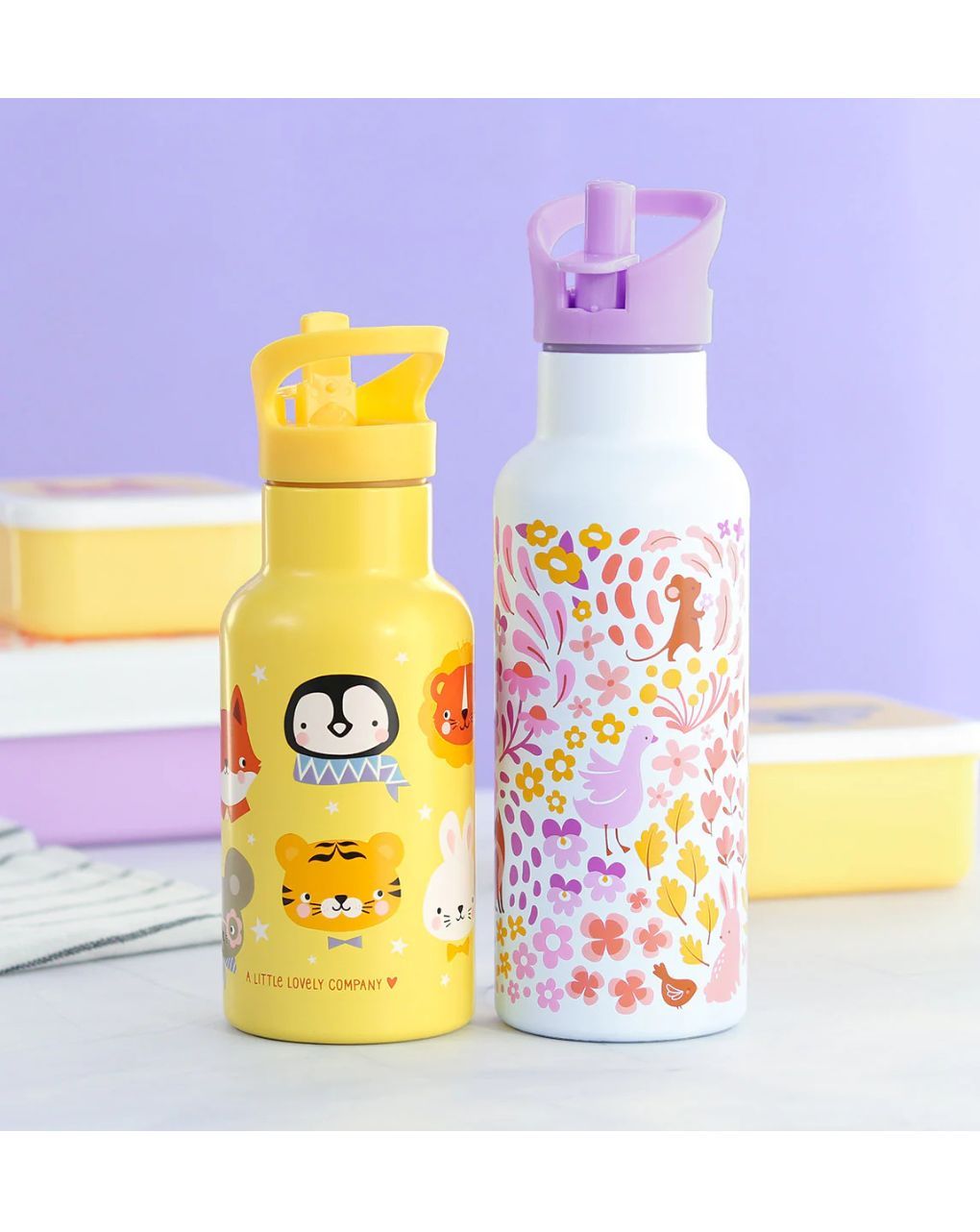 A little lovely company μπουκάλι θερμός με διπλό τοίχωμα από ανοξείδωτο ατσάλι 350ml animal friends dbssaf87 - A LITTLE LOVELY COMP