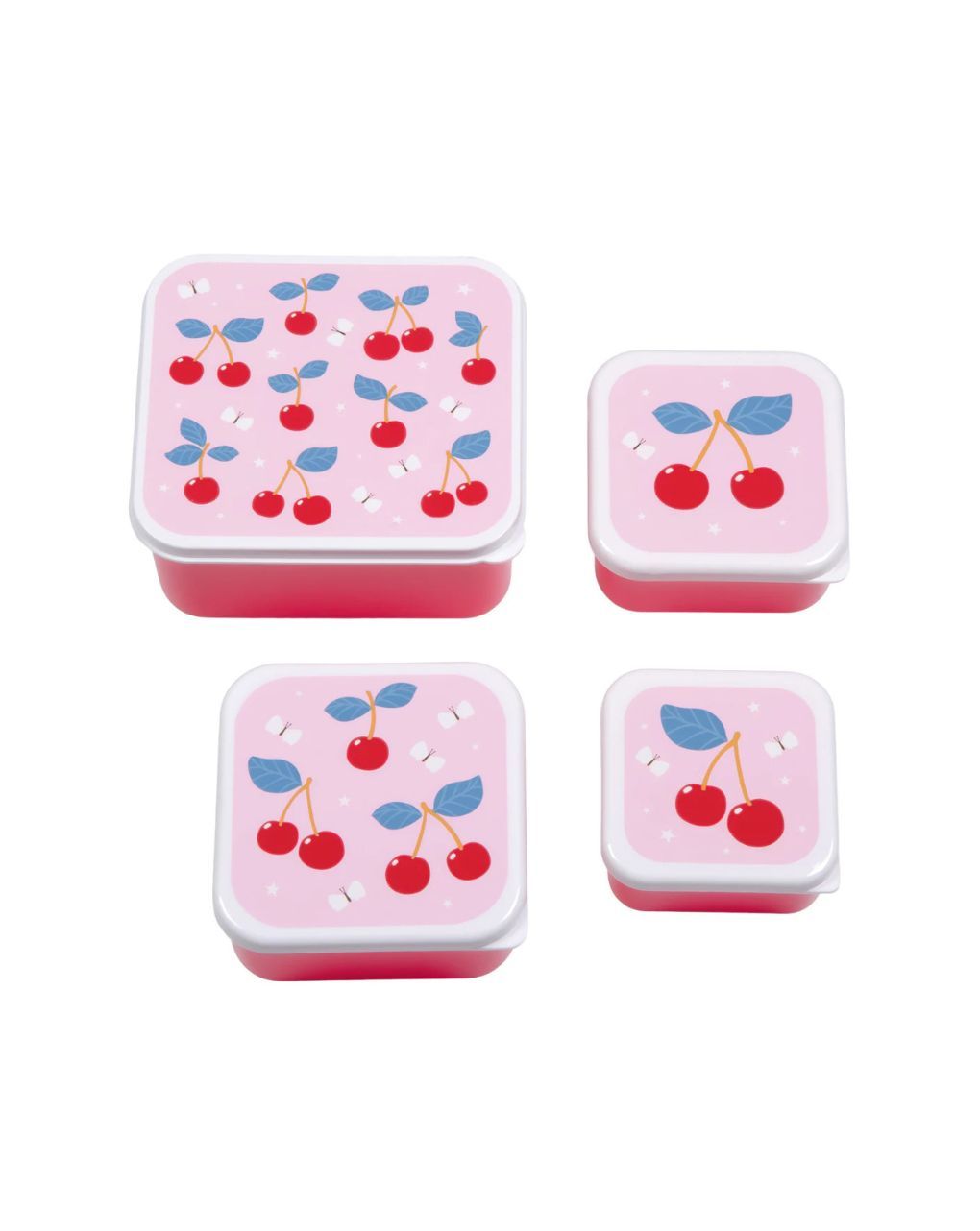 A little lovely company σετ 4 δοχεία φαγητού lunch & snack box cherries sbsech82