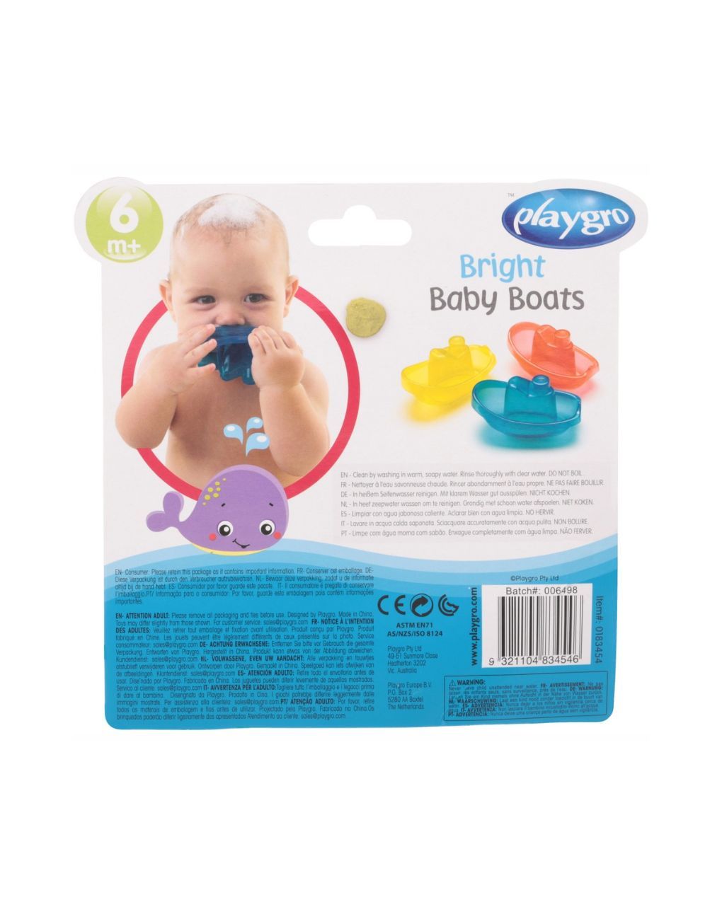 Playgro χρωματιστά καραβάκια bright baby boats 3τμχ - Playgro