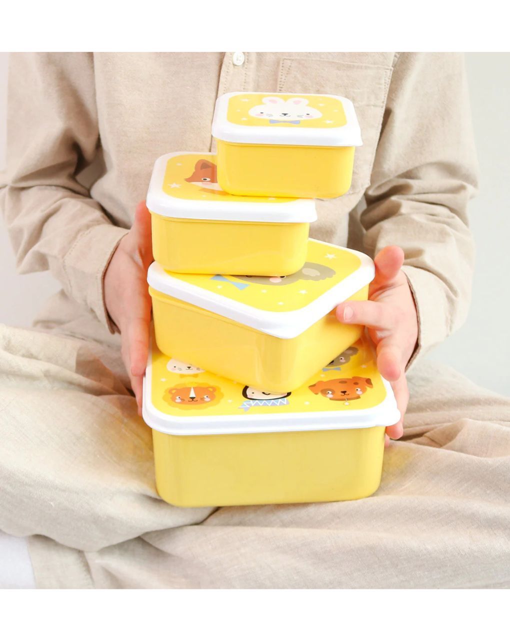 A little lovely company σετ 4 δοχεία φαγητού lunch & snack box animal friends sbseaf81 - A LITTLE LOVELY COMP