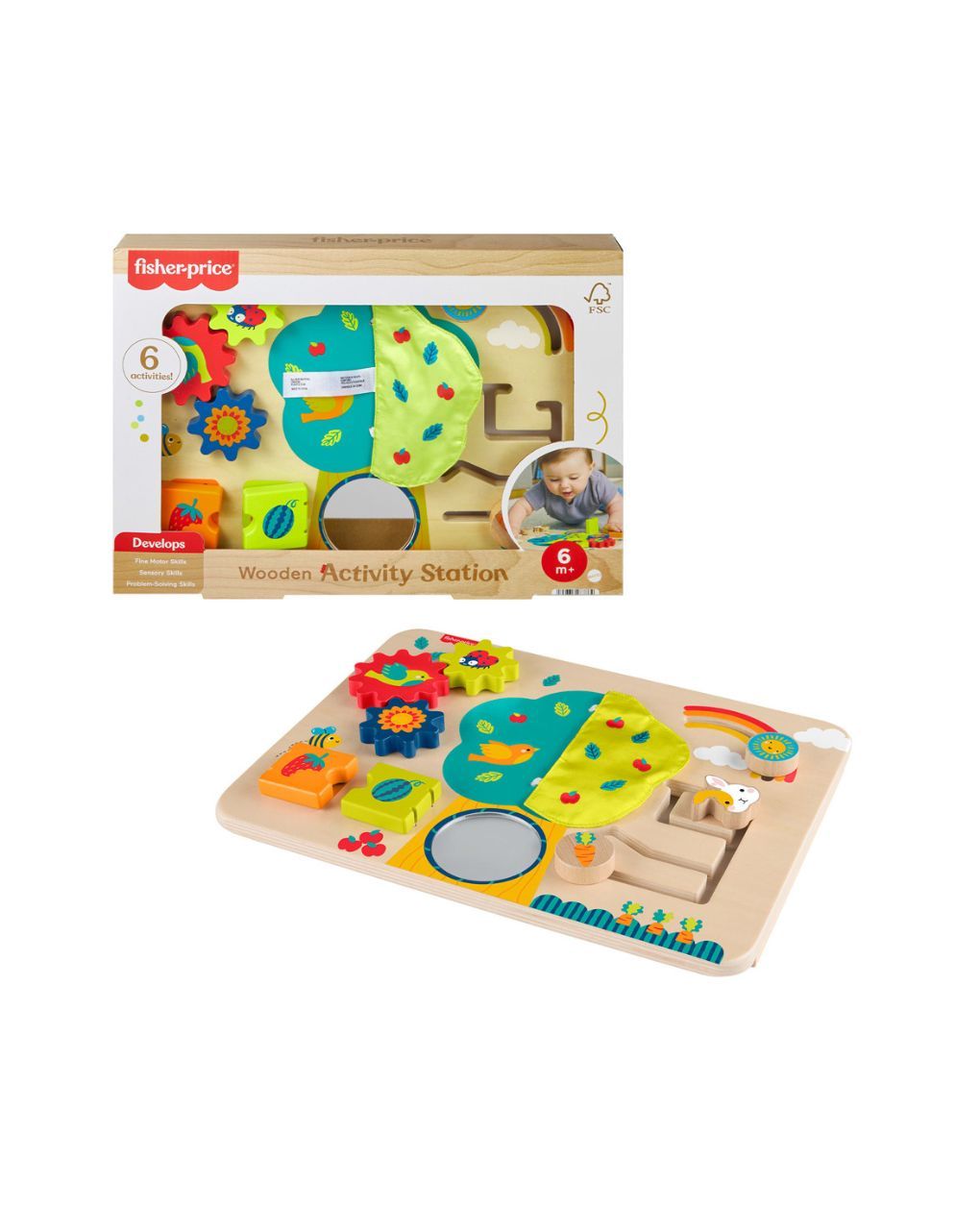 Mattel fisher-price ξύλινος σταθμός δραστηριοτήτων 6m+ jdm53 - Fisher-Price
