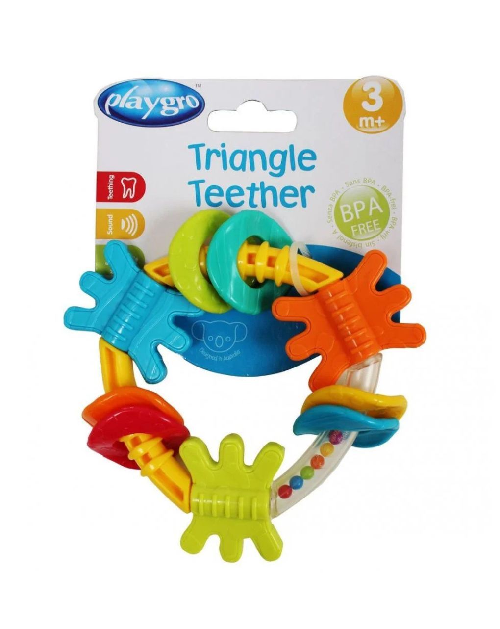 Playgro triangle teether κουδουνίστρα οδοντοφυίας κίτρινο 3m+ - Playgro