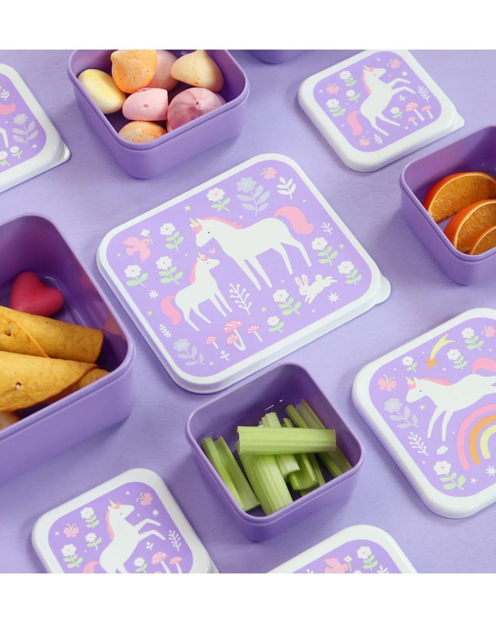 A little lovely company σετ 4 δοχεία φαγητού lunch & snack box unicorn dreams sbseud73 - A LITTLE LOVELY COMP