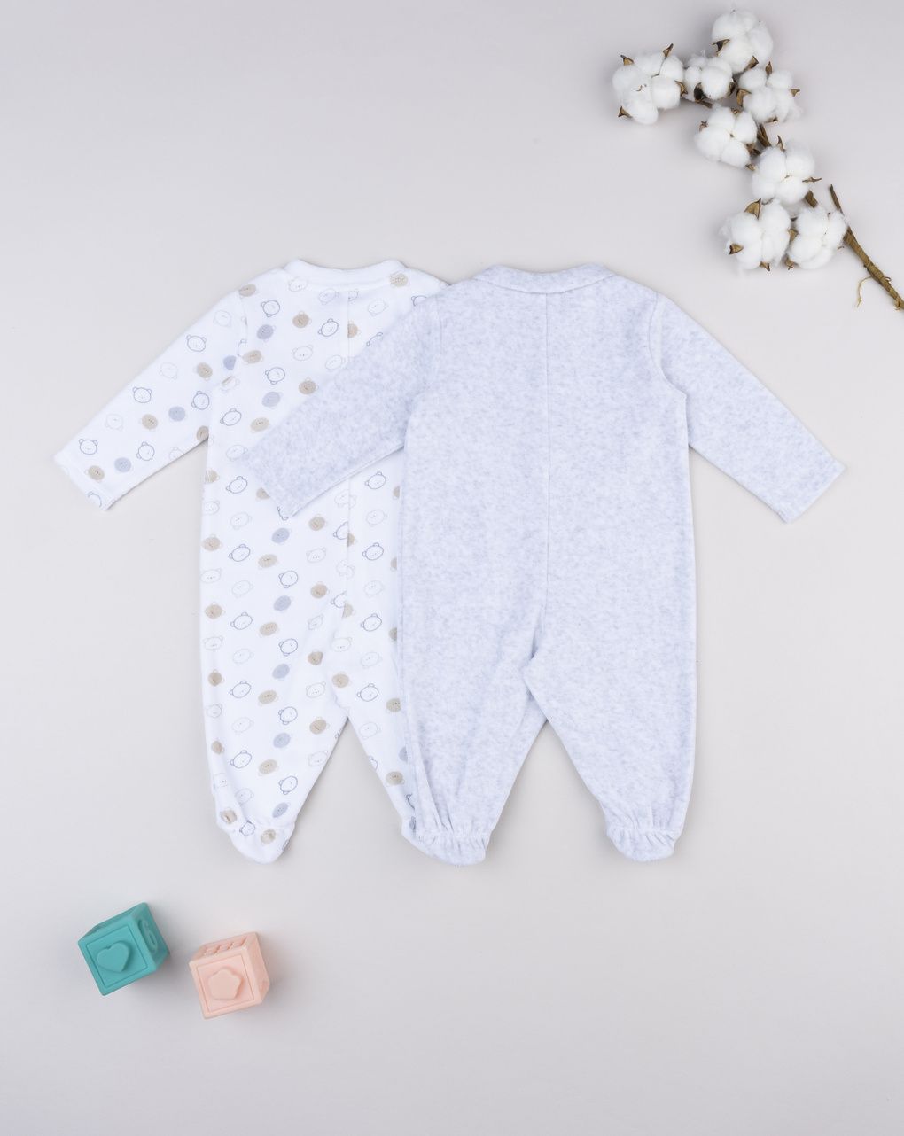 βρεφικά φορμάκια σενίλ με αρκουδάκια πακέτο x2 για αγόρι - Prénatal