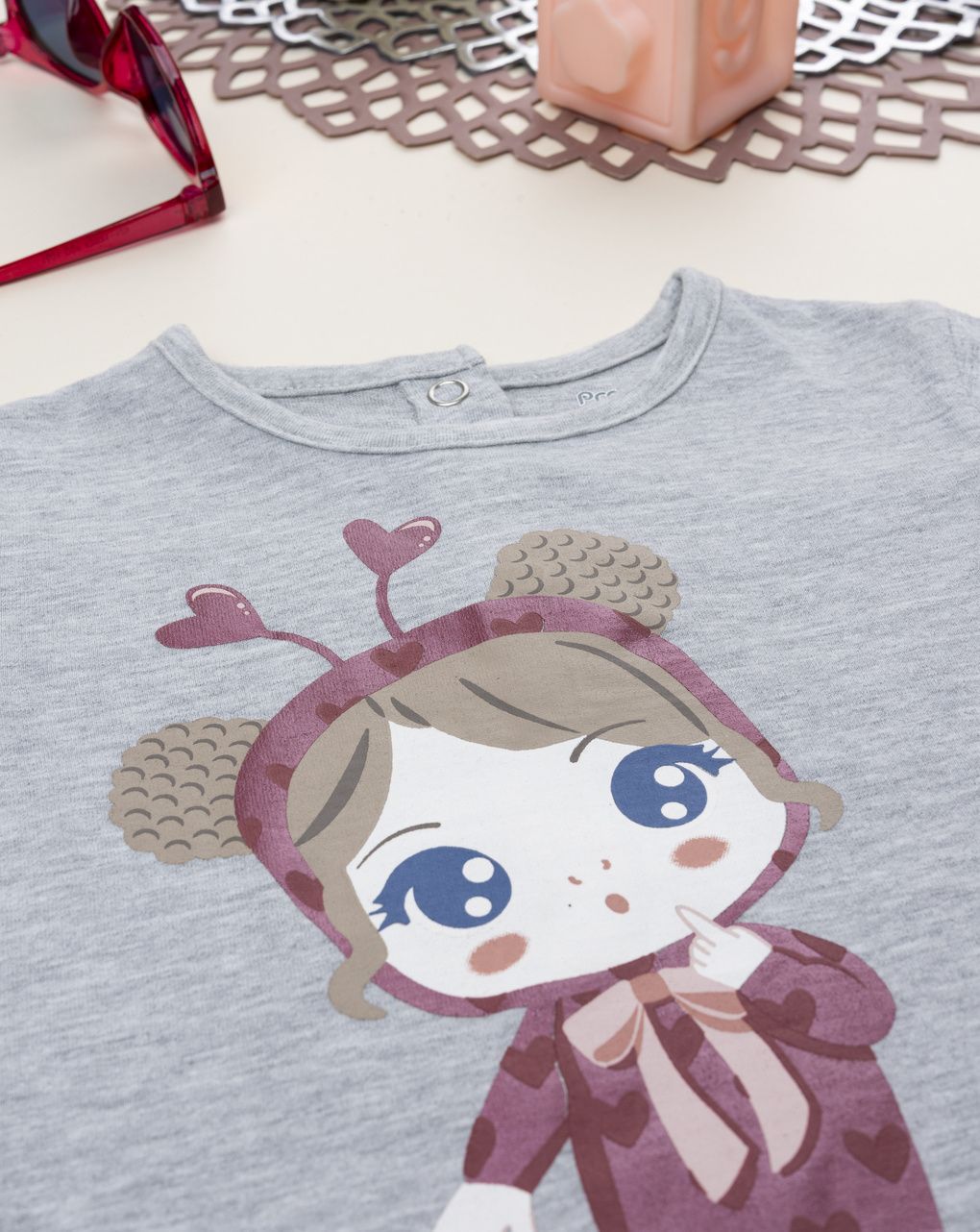 βρεφική μπλούζα γκρι ladybug για κορίτσι - Prénatal