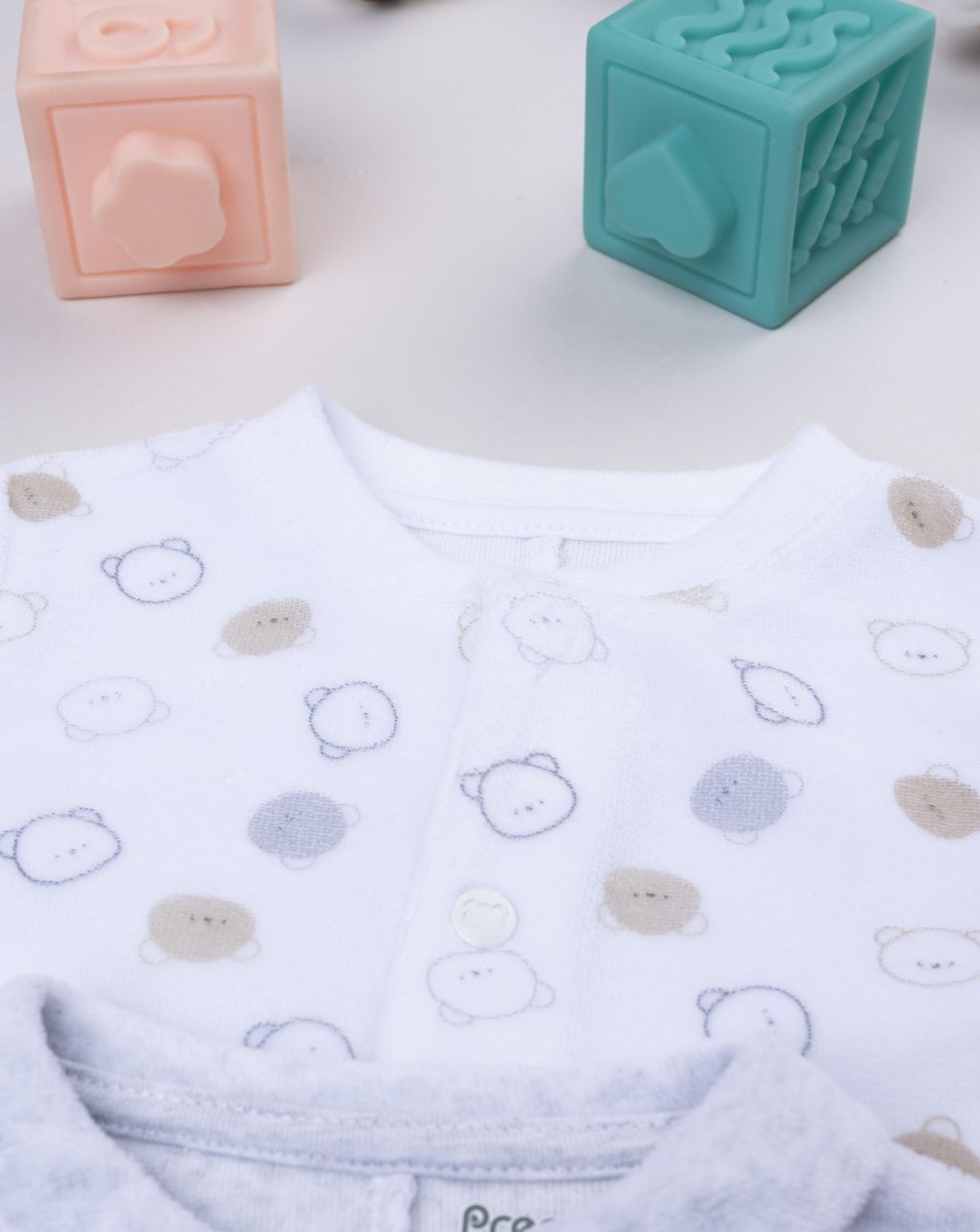 βρεφικά φορμάκια σενίλ με αρκουδάκια πακέτο x2 για αγόρι - Prénatal