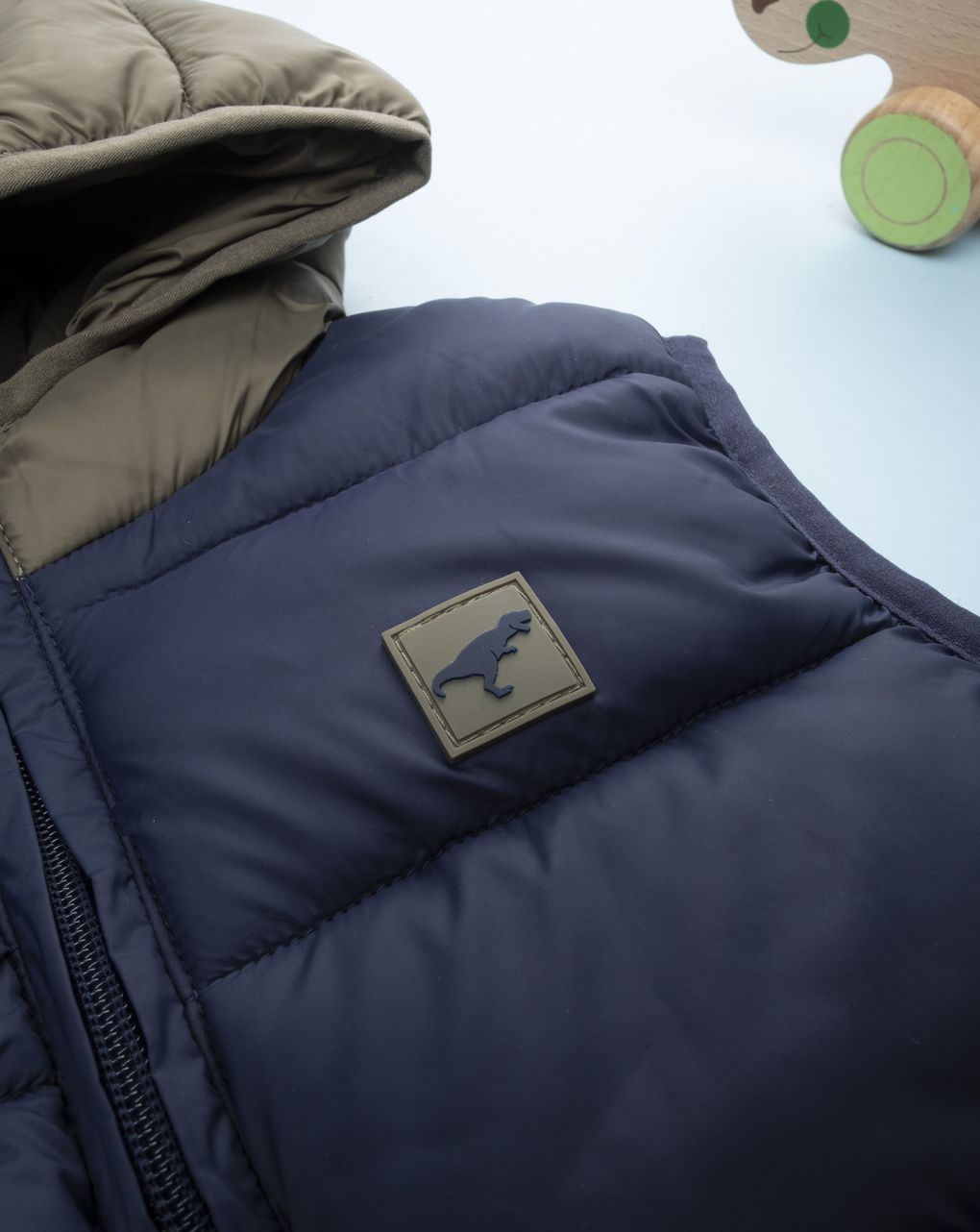παιδικό αμάνικο μπουφάν puffer μπλε dino για αγόρι - Prénatal