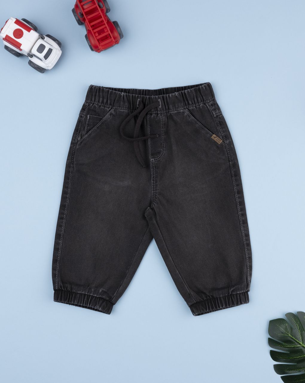βρεφικό τζιν παντελόνι γκρι με λάστιχο για αγόρι