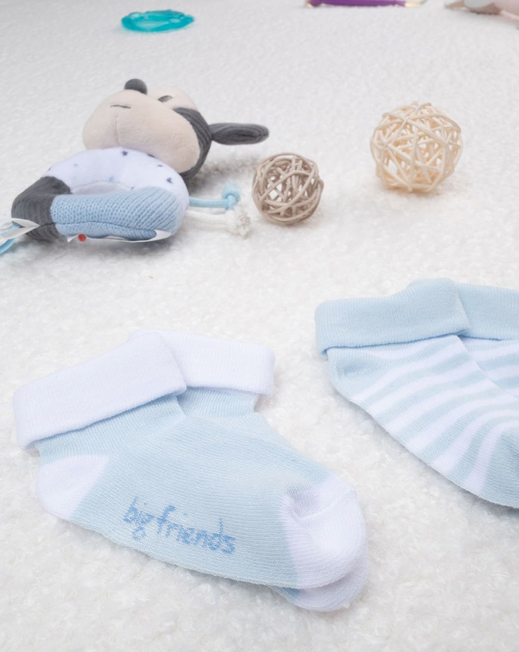 βρεφικά καλτσάκια γαλάζια/λευκά για αγόρι - Prénatal