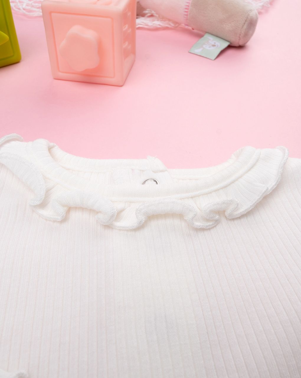 βρεφική μπλούζα λευκή ριμπ για κορίτσι - Prénatal