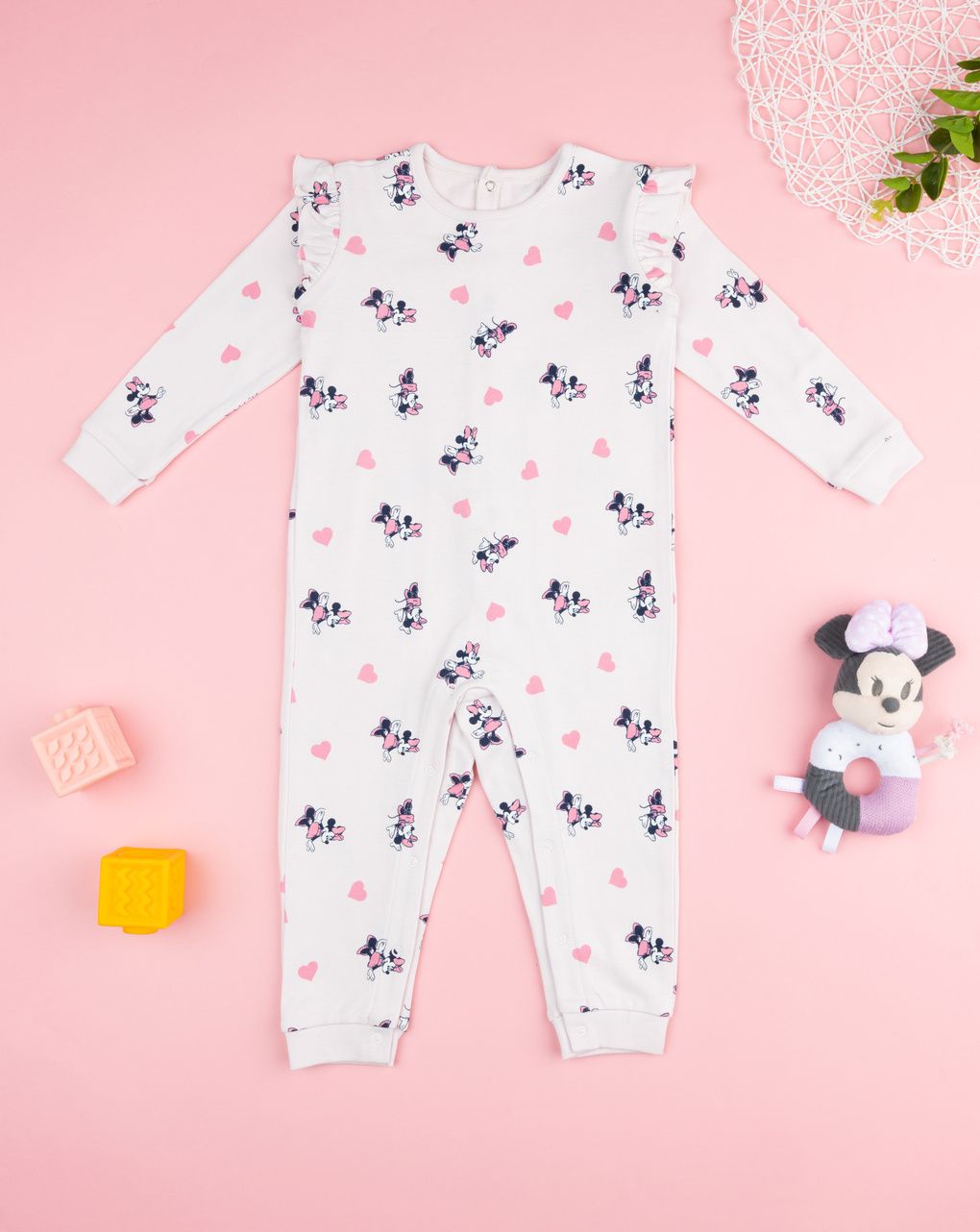 βρεφική ολόσωμη πιτζάμα λευκή minnie για κορίτσι - Prénatal