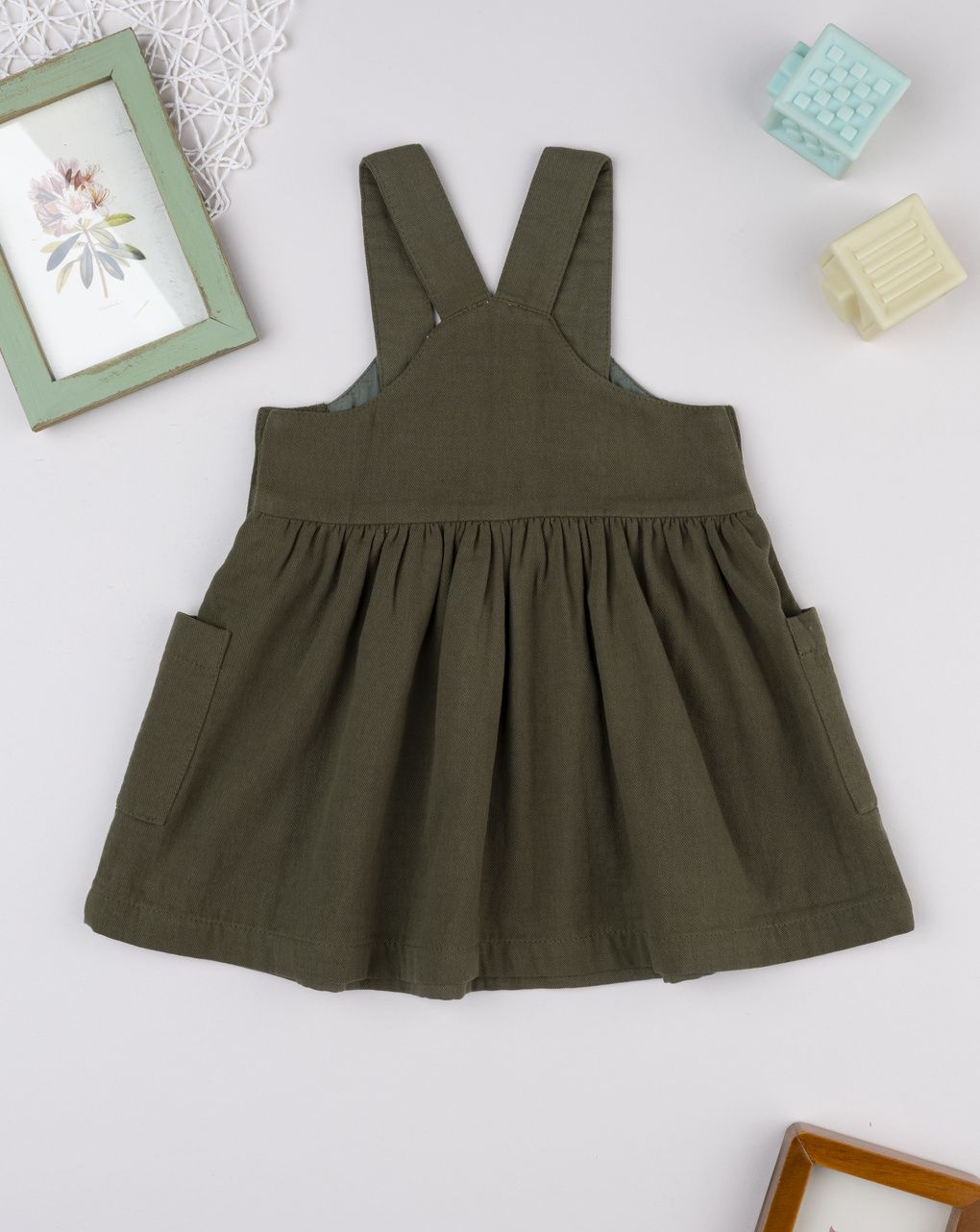 βρεφικό φόρεμα σαλοπέτα twill κυπαρισσί wood για κορίτσι - Prénatal