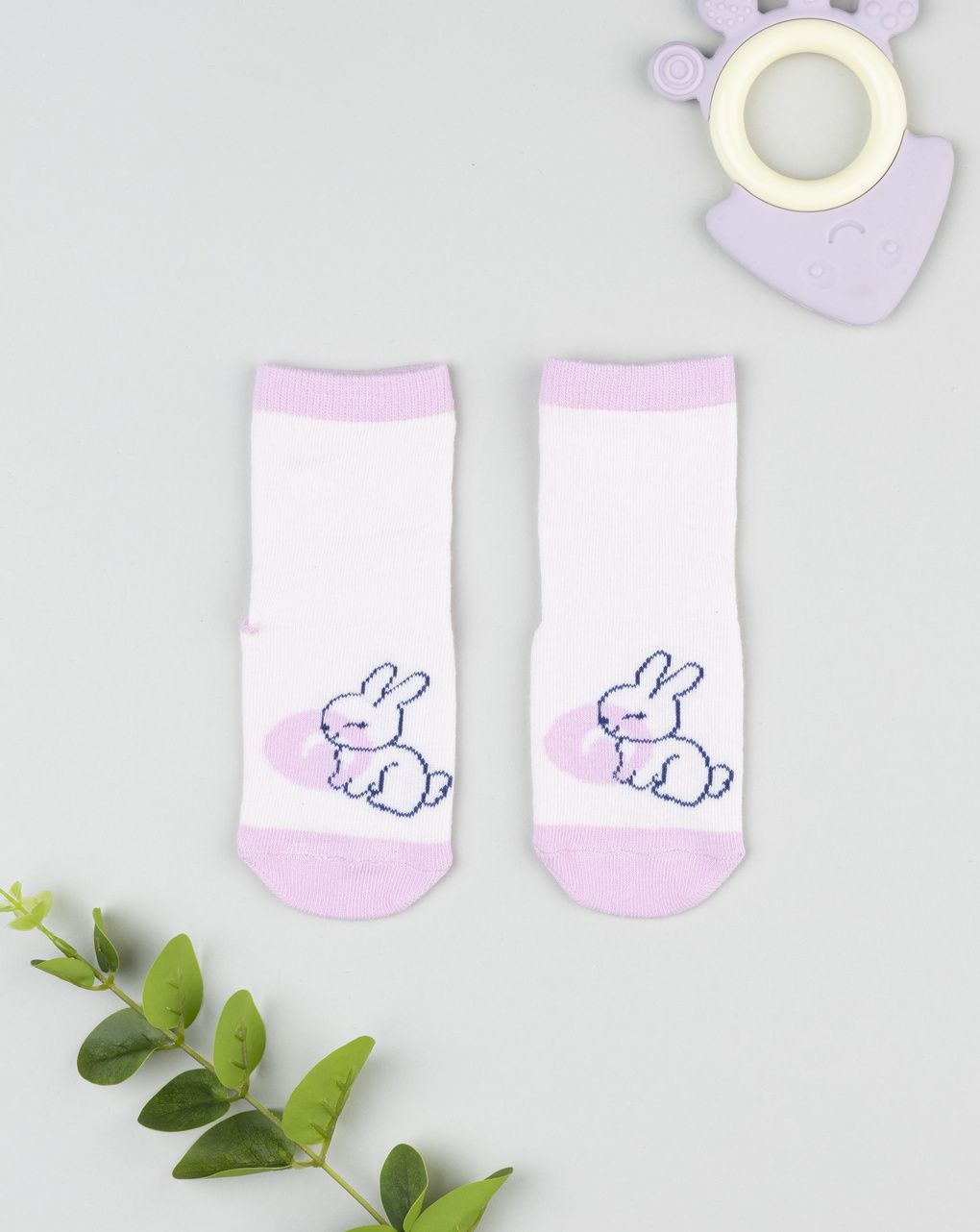 βρεφικές αντιολισθητικές κάλτσες με λαγουδάκι για κορίτσι