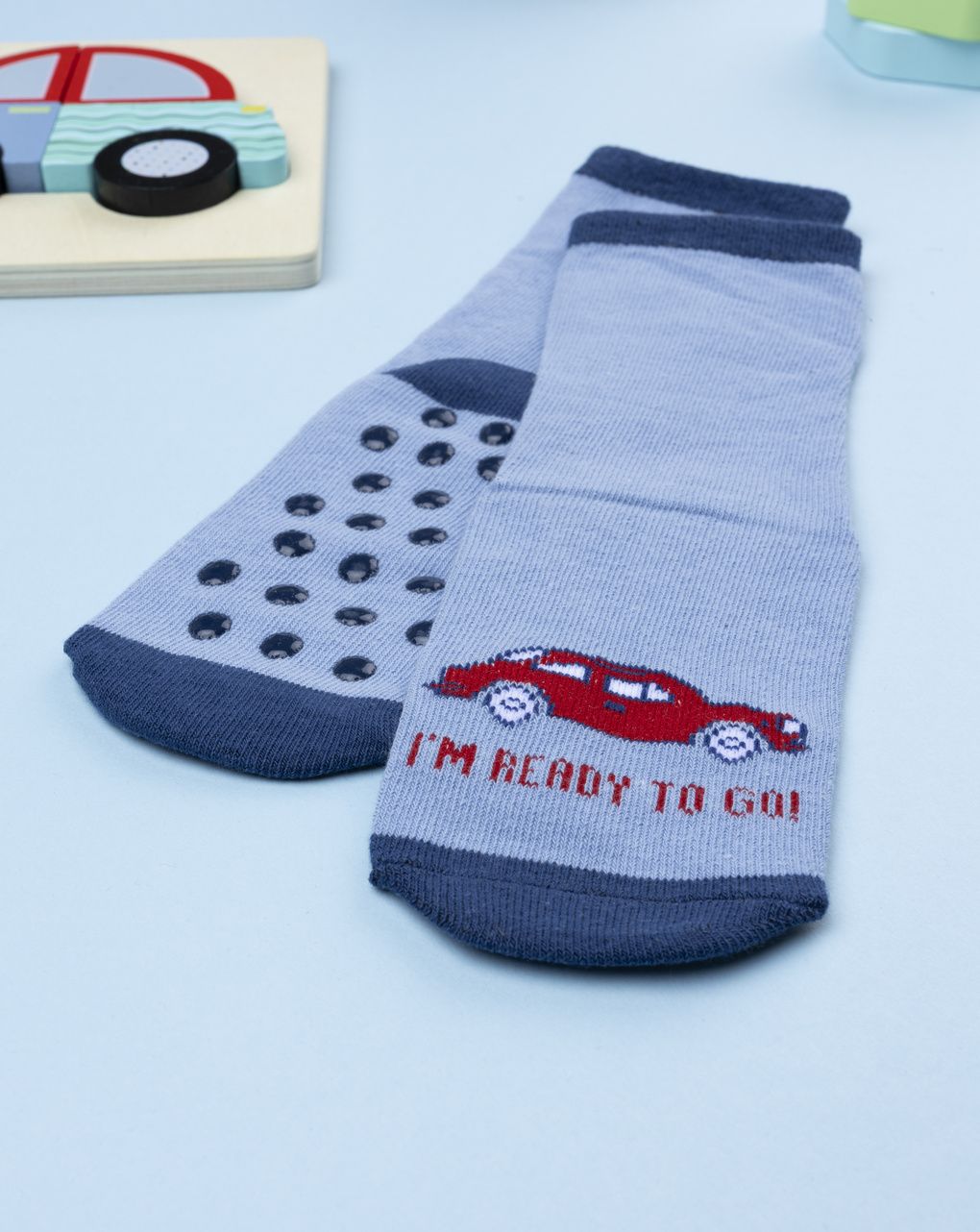 παιδικές αντιολισθητικές κάλτσες με αμάξι για αγόρι - Prénatal