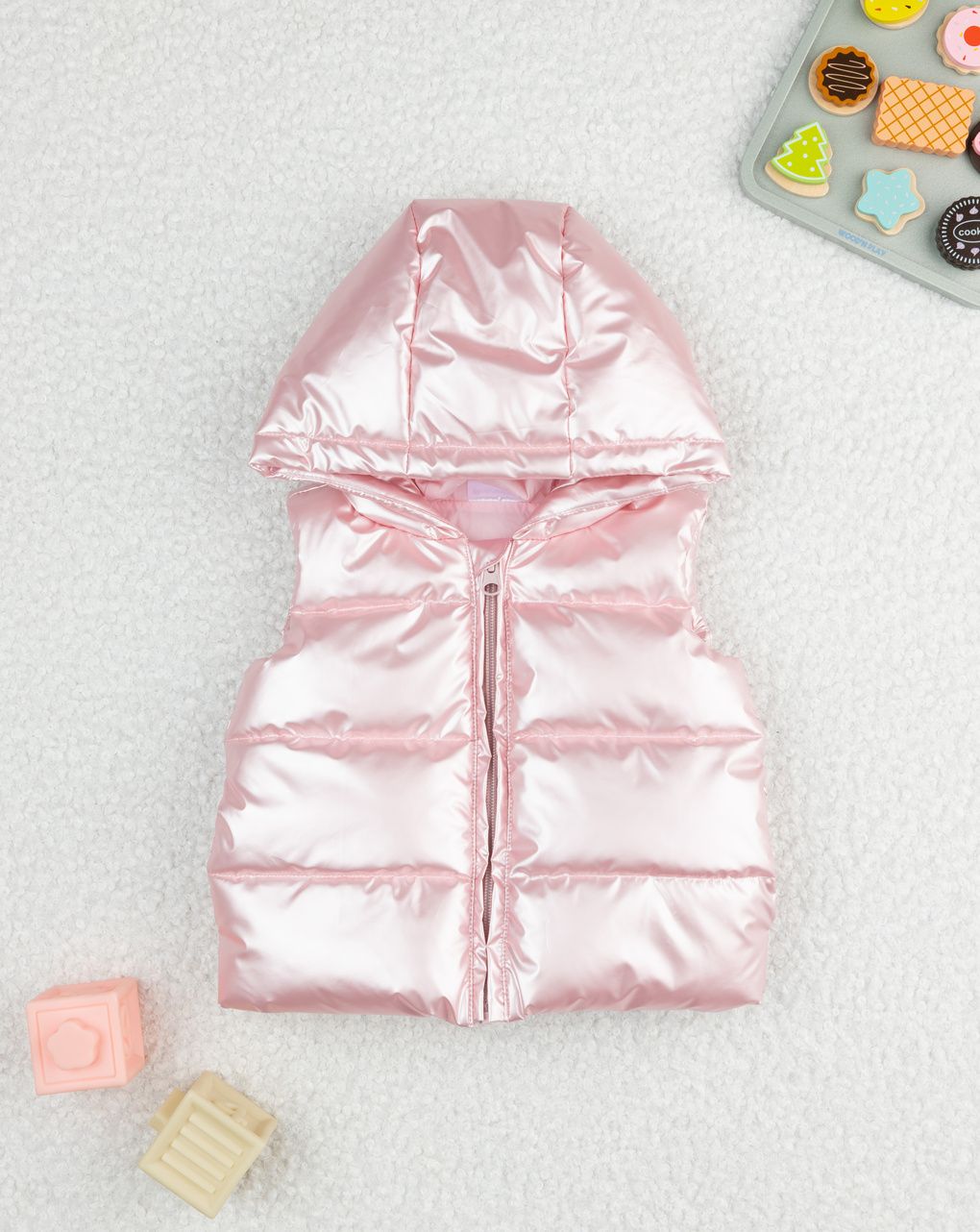 βρεφικό αμάνικο μπουφάν puffer ροζ metallic για κορίτσι - Prénatal