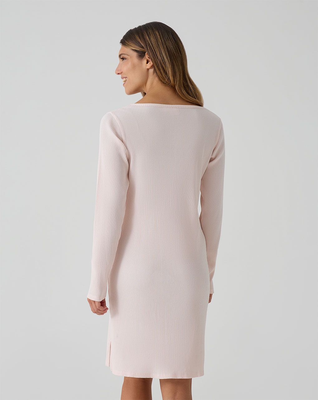 γυναικείο νυχτικό εγκυμοσύνης/θηλασμού ροζ ριμπ - Prénatal