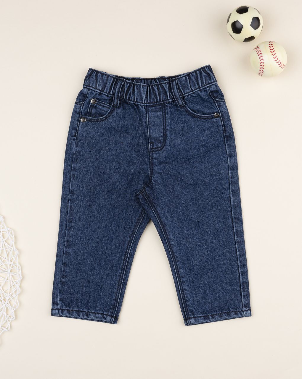 βρεφικό τζιν παντελόνι μπλε με λάστιχο για αγόρι