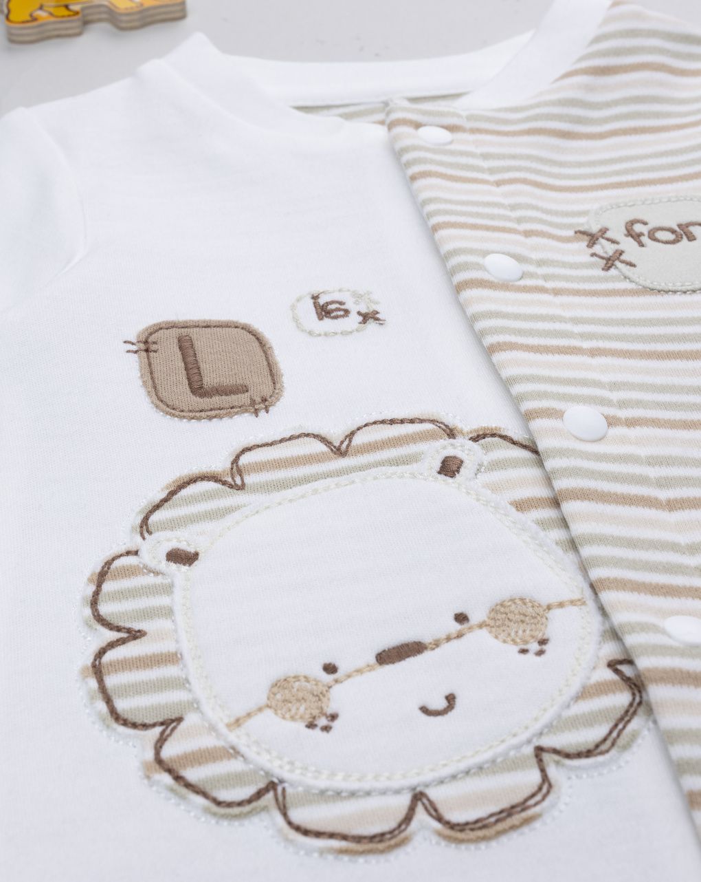 βρεφικό φορμάκι λευκό ριγέ lion για αγόρι - Prénatal