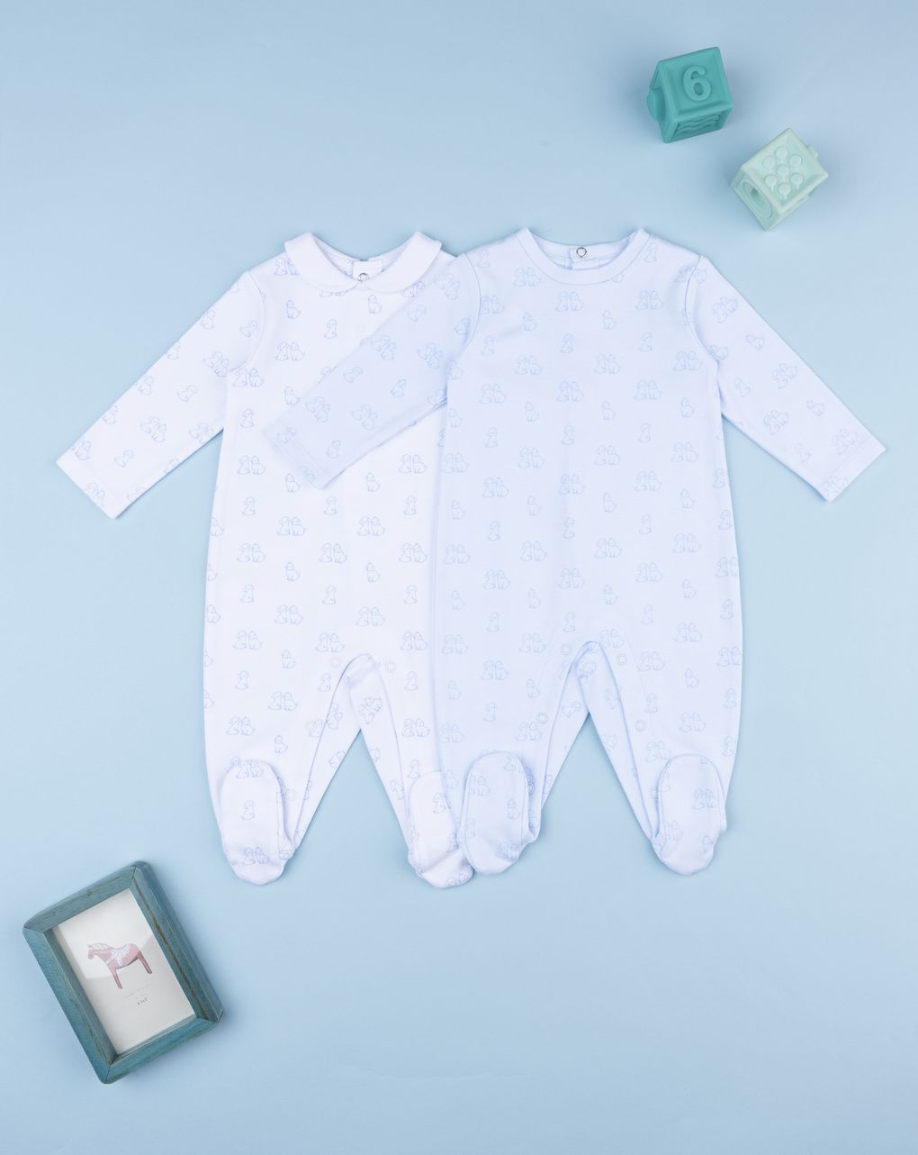 βρεφικά φορμάκια βαμβακερά με σκυλάκια πακέτο x2 για αγόρι