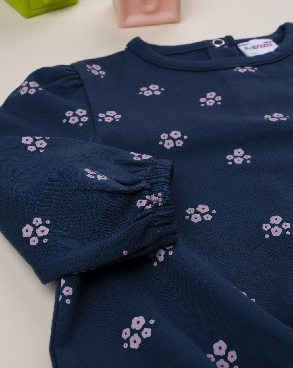 βρεφική μπλούζα φούτερ μπλε με λουλούδια για κορίτσι - Prénatal