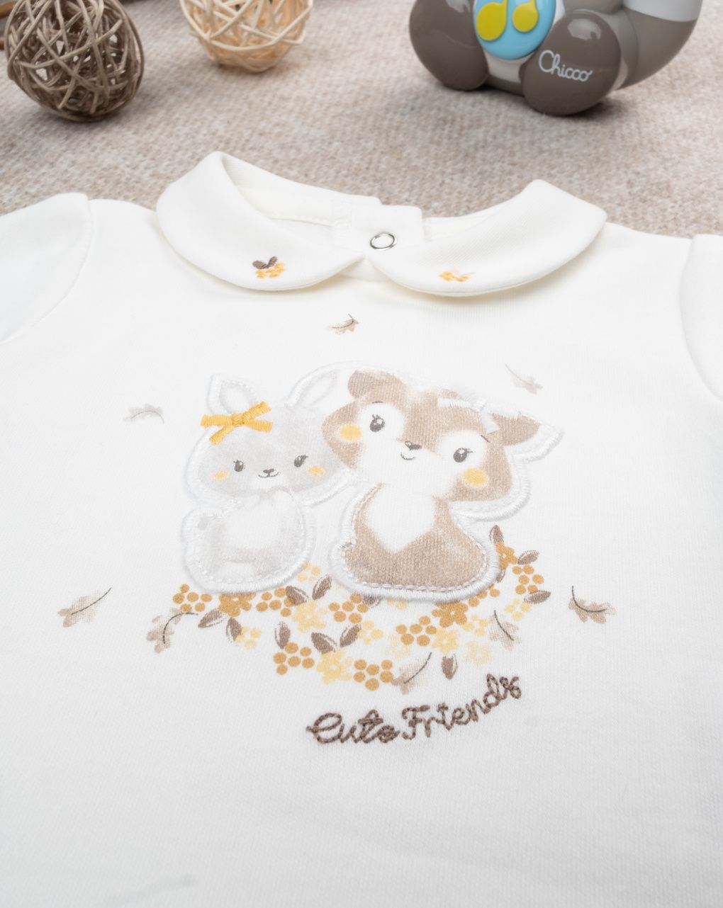 βρεφικό κορμάκι λευκό cute friends για κορίτσι - Prénatal