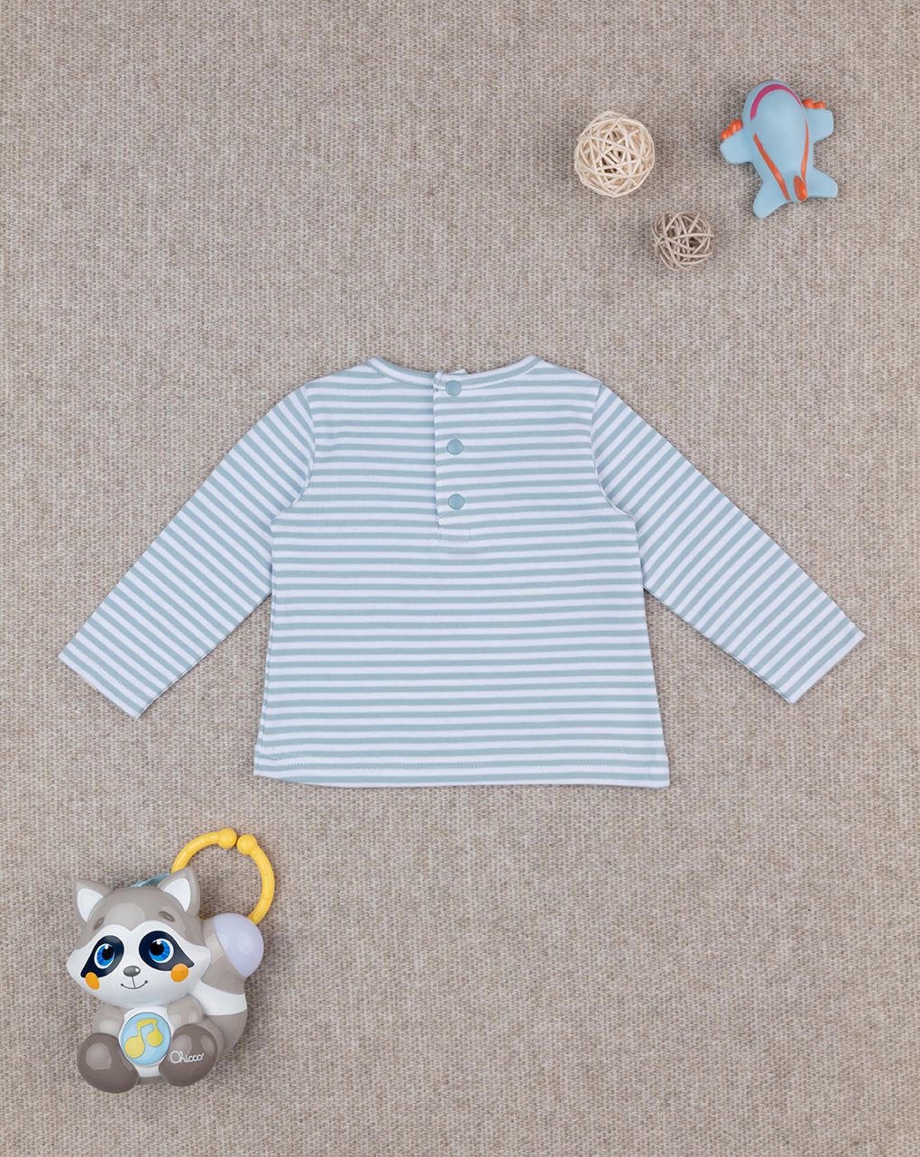βρεφική μπλούζα ριγέ βεραμάν με αρκουδάκι για αγόρι - Prénatal