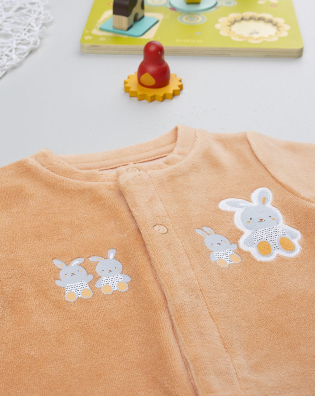 βρεφικό φορμάκι σενίλ πορτοκαλί baby smile unisex - Prénatal