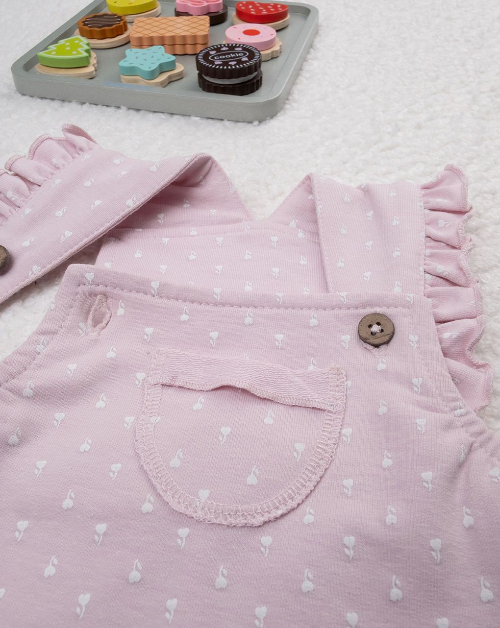 βρεφική σαλοπέτα ροζ με λουλούδια για κορίτσι - Prénatal