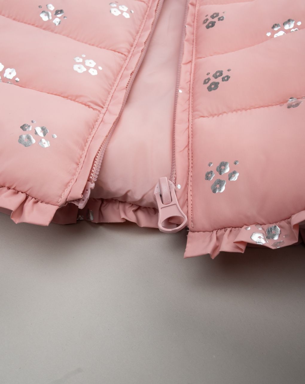 βρεφικό μπουφάν puffer ροζ με λουλούδια για κορίτσι - Prénatal