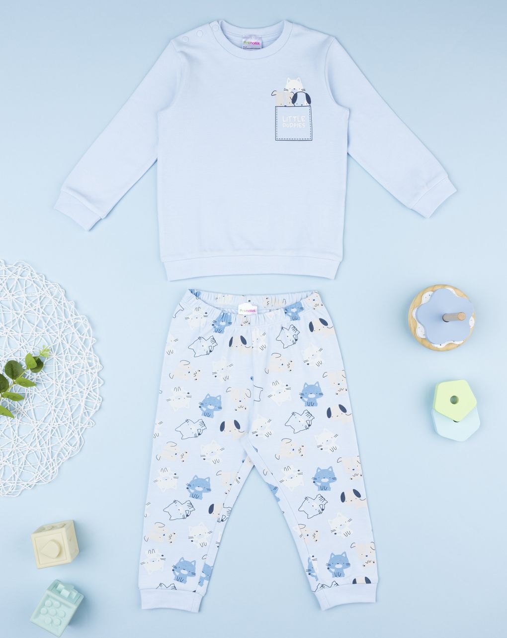 βρεφική πιτζάμα γαλάζια puppies για αγόρι - Prénatal