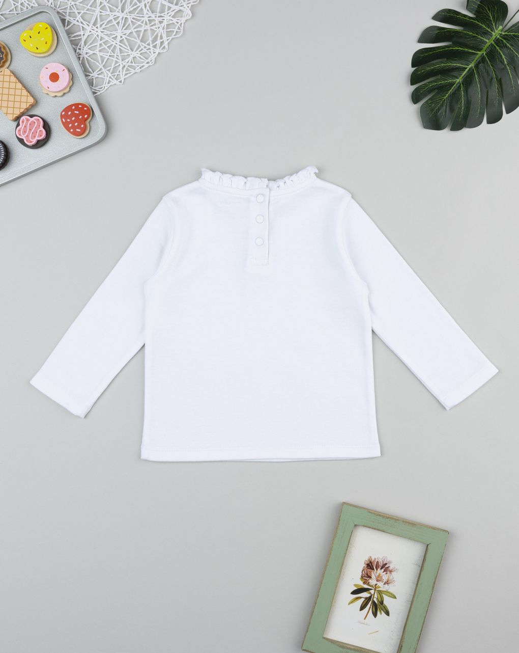 βρεφική μπλούζα λευκή με βολάν για κορίτσι - Prénatal
