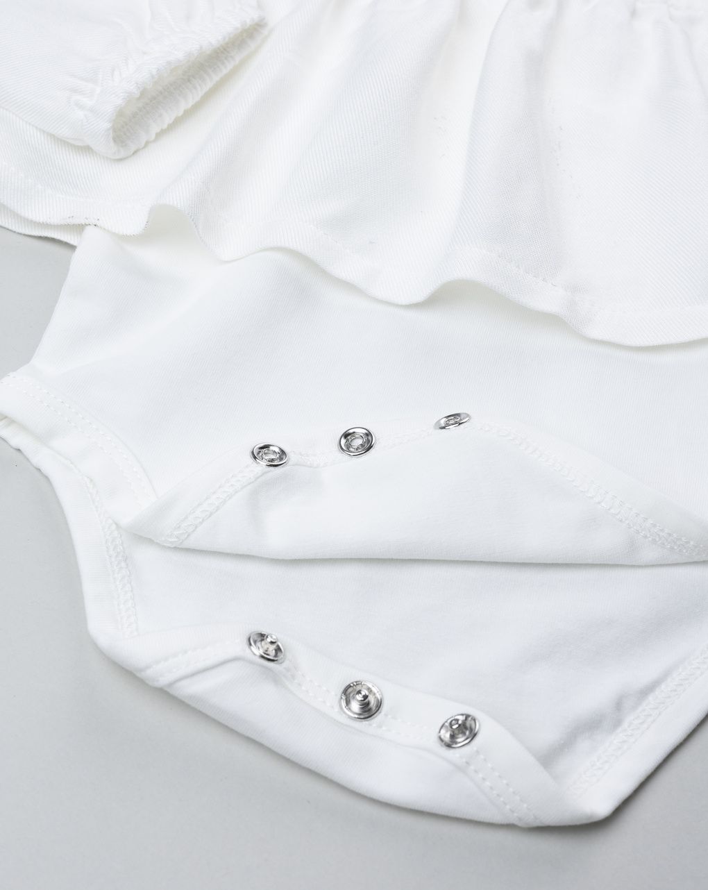 βρεφικό κορμάκι λευκό με βολάν wood girl για κορίτσι - Prénatal