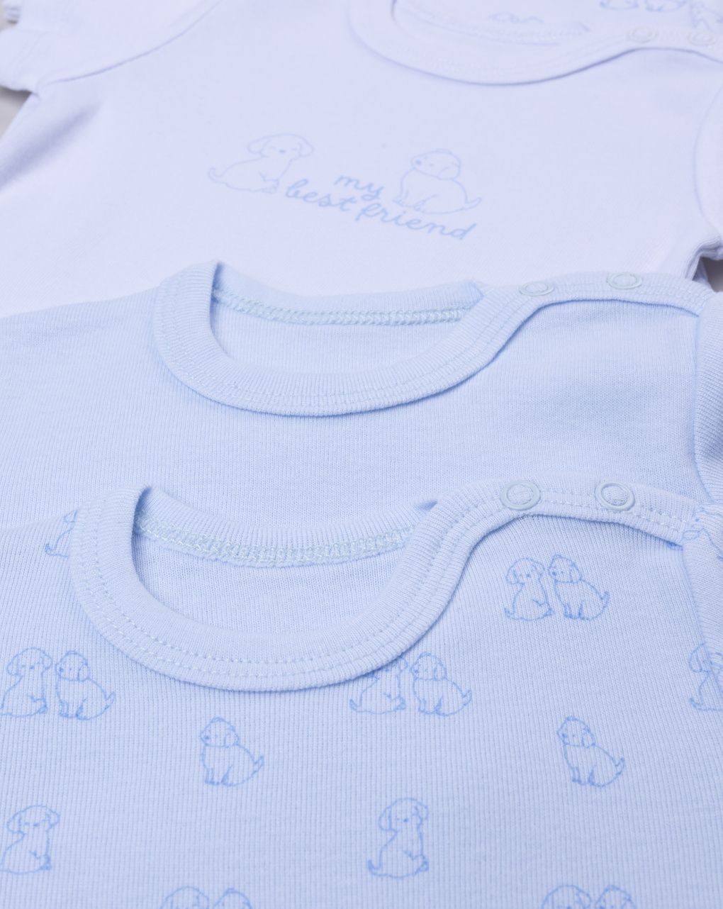 βρεφικά κορμάκια μπλε/λευκά με σκυλάκια πακέτο x5 για αγόρι - Prénatal