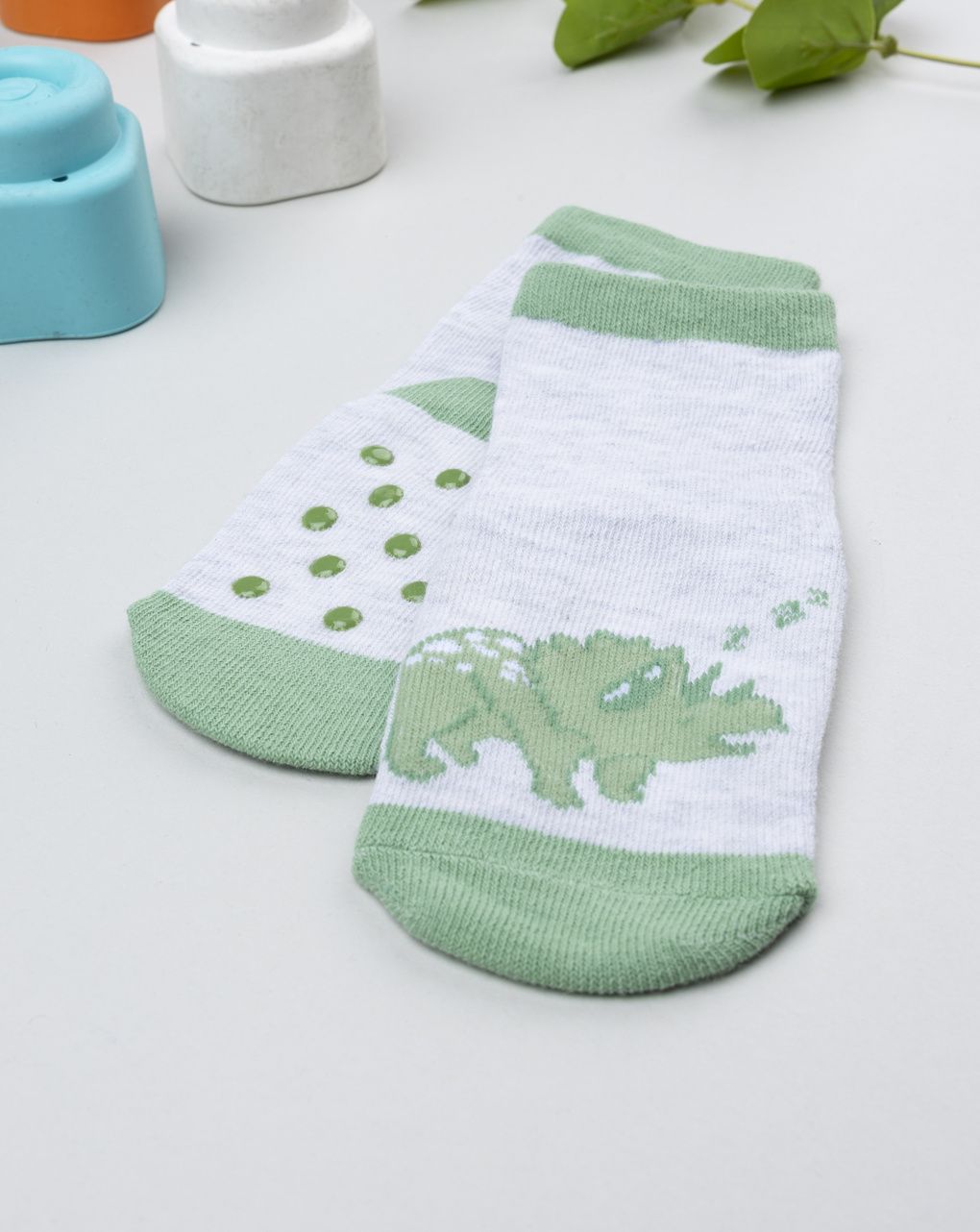 βρεφικές αντιολισθητικές κάλτσες με δεινόσαυρο για αγόρι - Prénatal