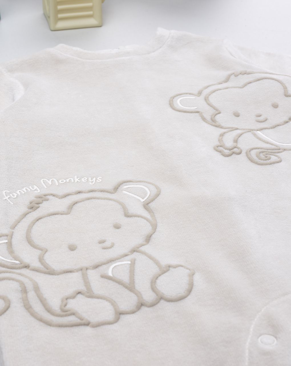 βρεφικό φορμάκι σενίλ μπεζ funny monkeys για αγόρι - Prénatal