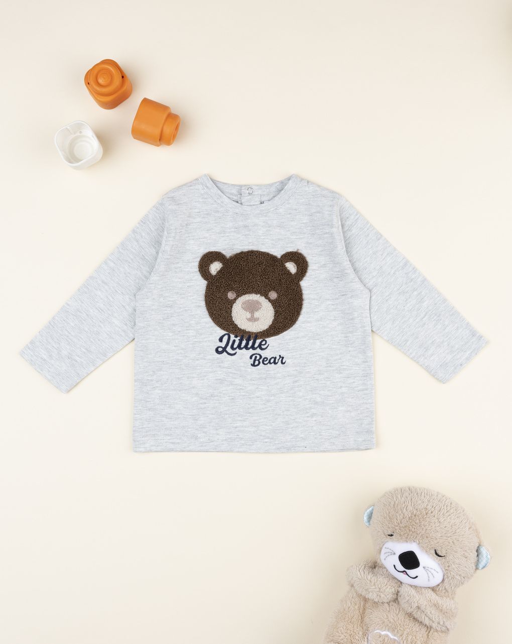 βρεφική μπλούζα γκρι little bear για αγόρι