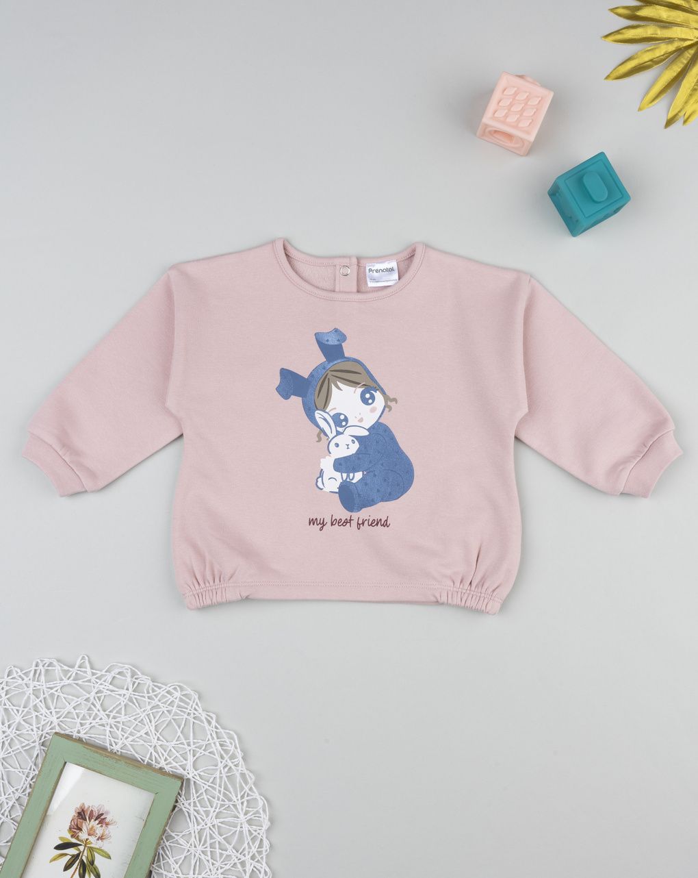 βρεφική μπλούζα φούτερ ροζ best friend για κορίτσι