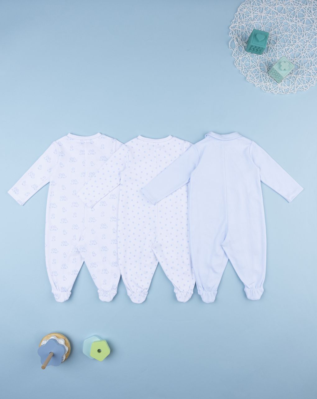 βρεφικά φορμάκια βαμβακερά με σκυλάκια πακέτο x3 για αγόρι - Prénatal