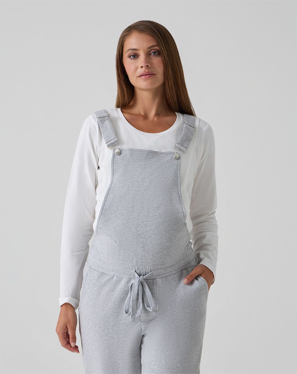 γυναικείο σετ σαλοπέτα και μπλούζα εγκυμοσύνης/θηλασμού γκρι - Prénatal