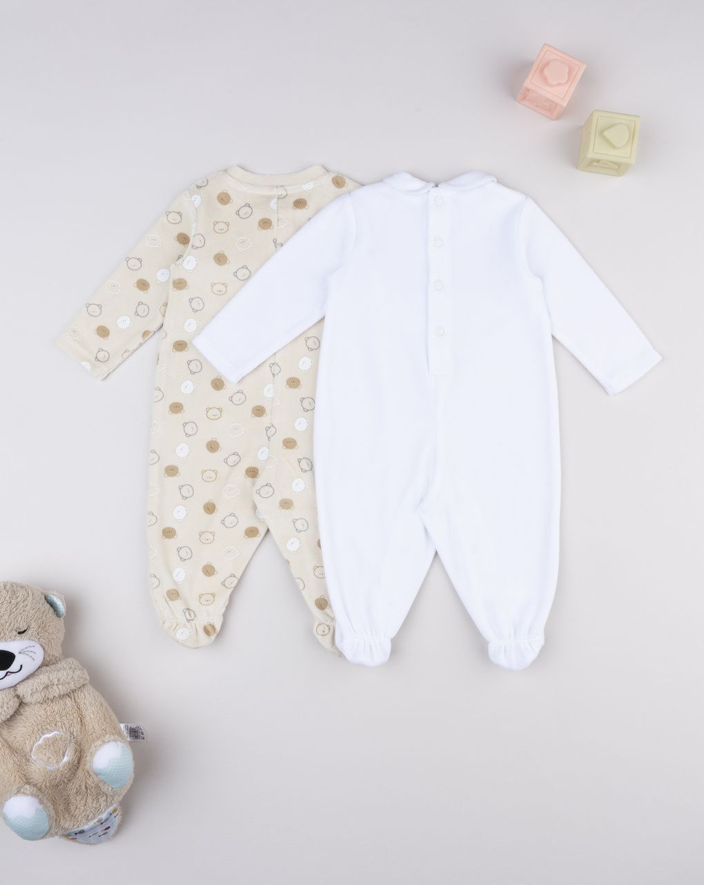 βρεφικά φορμάκια σενίλ με αρκουδάκια πακέτο x2 για αγόρι - Prénatal