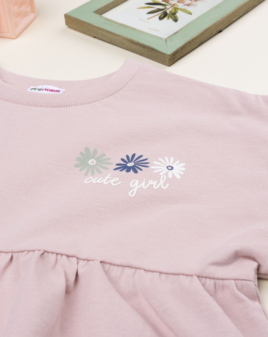 παιδική μπλούζα φούτερ ροζ με μαργαρίτες για κορίτσι - Prénatal