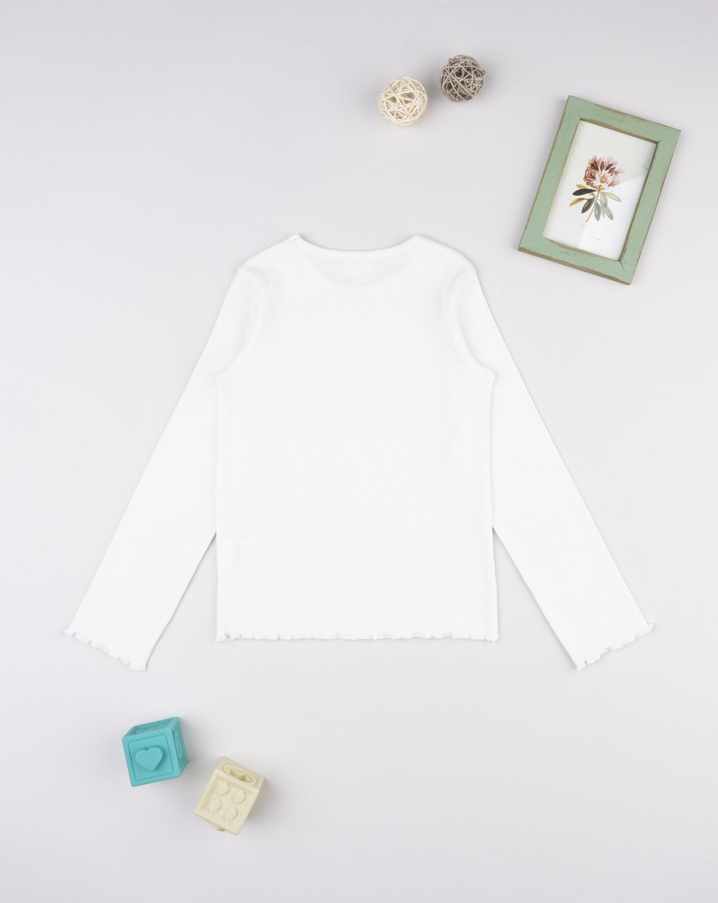 παιδική μπλούζα λευκή ριμπ με καρδούλα για κορίτσι - Prénatal