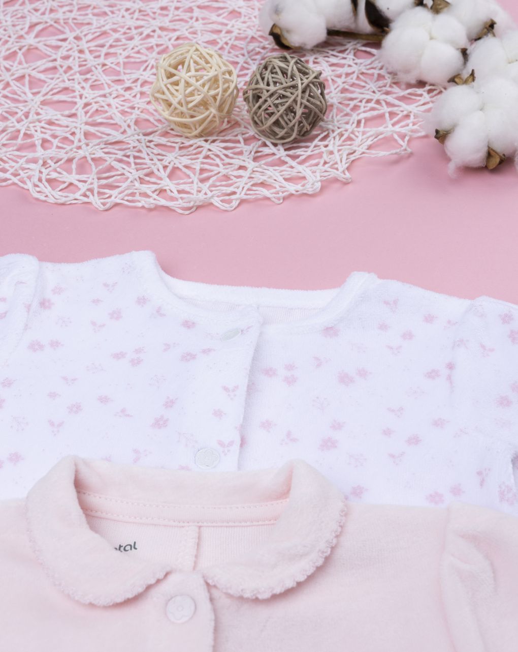 βρεφικά φορμάκια σενίλ με λαγουδάκια πακέτο x2 για κορίτσι - Prénatal