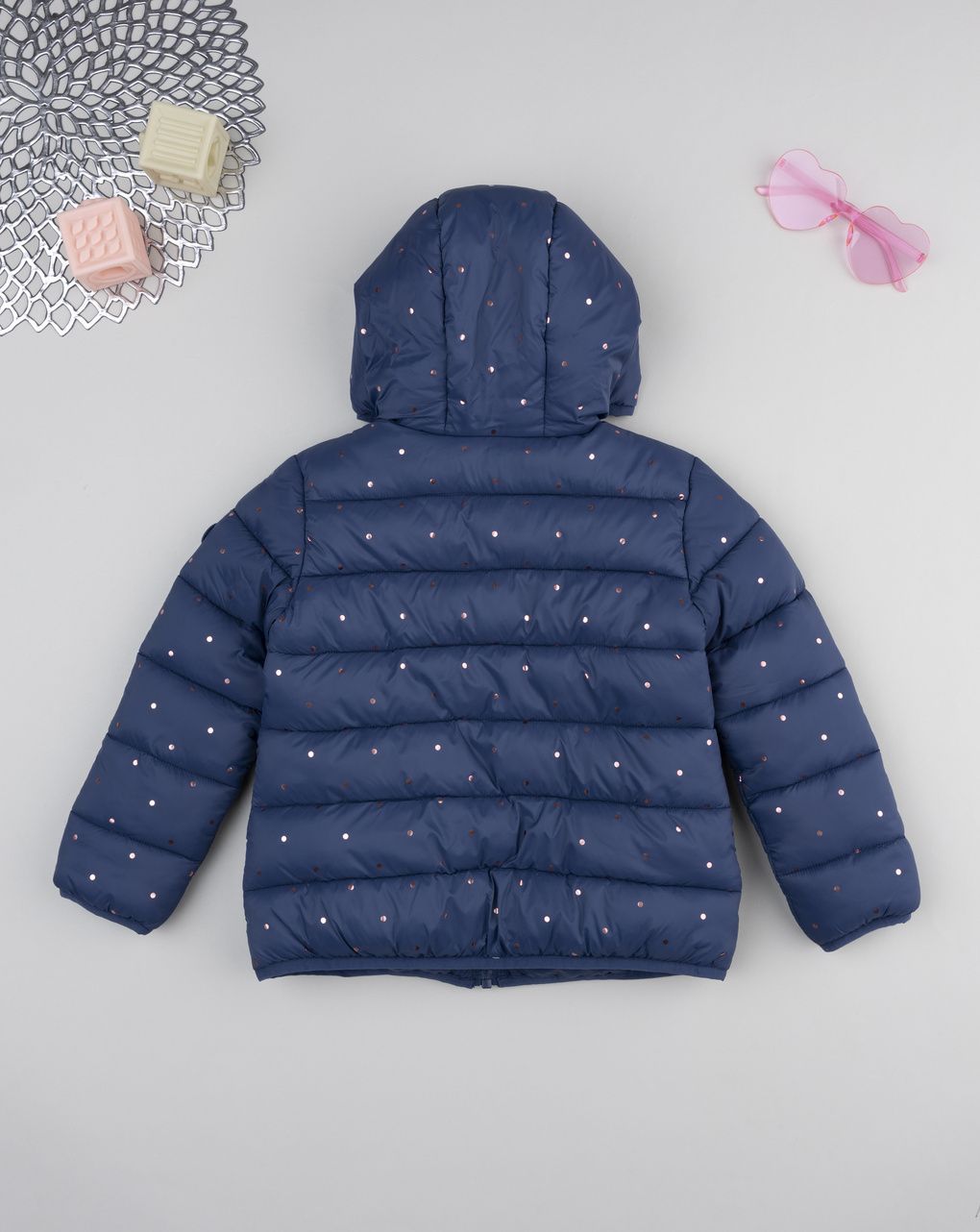 παιδικό μπουφάν puffer μπλε πουά για κορίτσι - Prénatal
