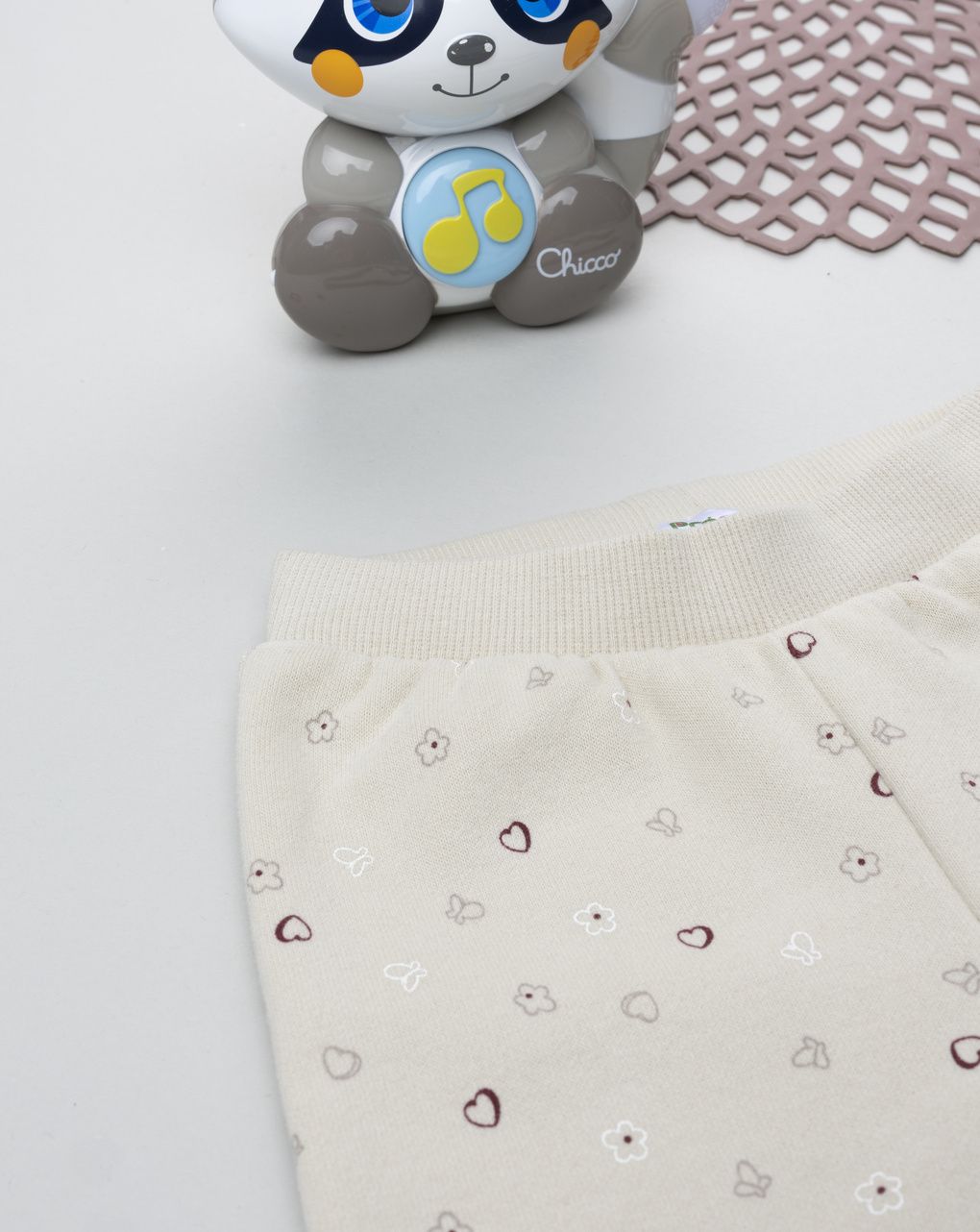 βρεφικό παντελόνι φούτερ μπεζ με καρδούλες για κορίτσι - Prénatal