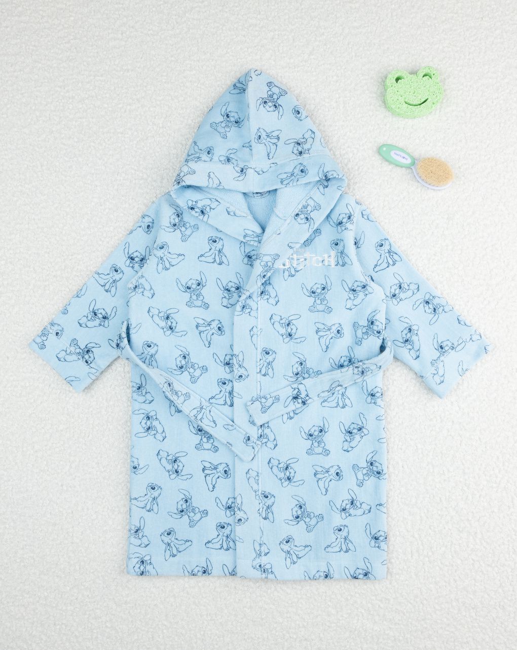 παιδικό μπουρνούζι σενίλ γαλάζιο stitch για αγόρι