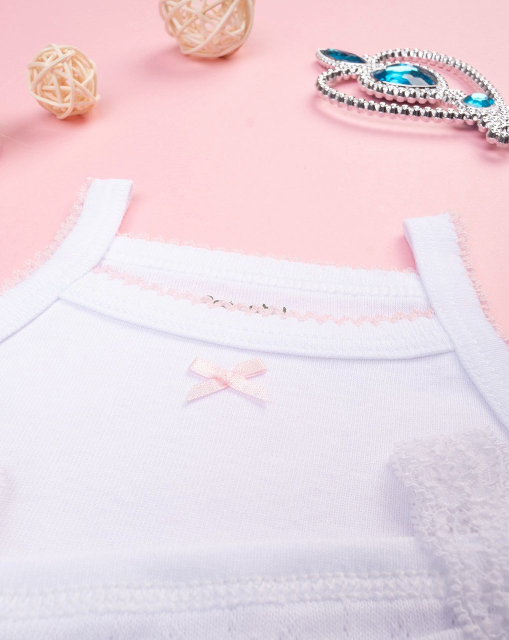 βρεφικά κορμάκια λευκά με φιογκάκια πακέτο x2 για κορίτσι - Prénatal