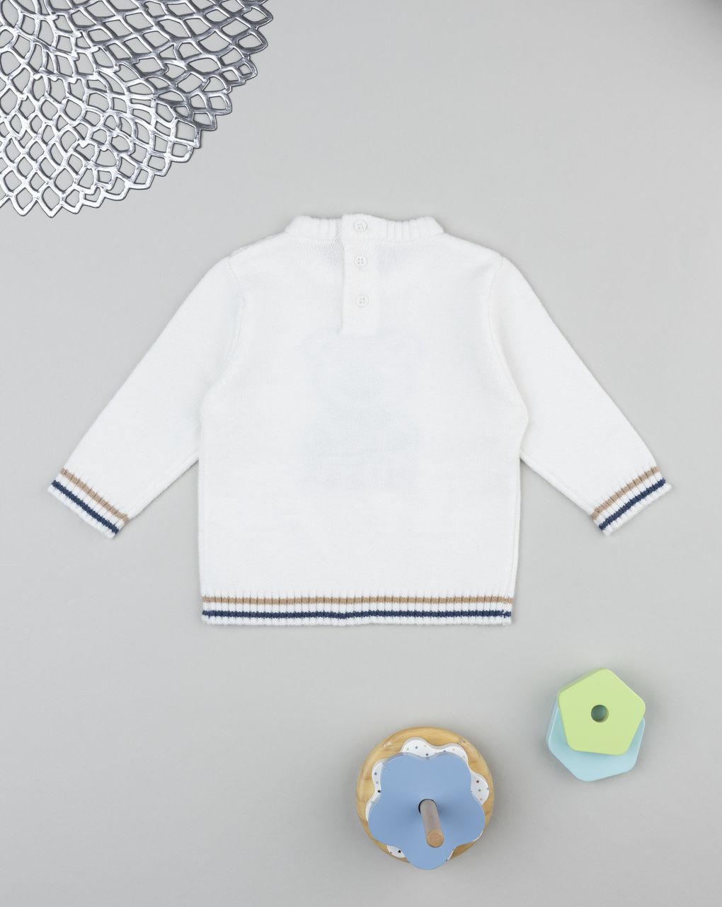 βρεφικό πουλόβερ λευκό cute για αγόρι - Prénatal